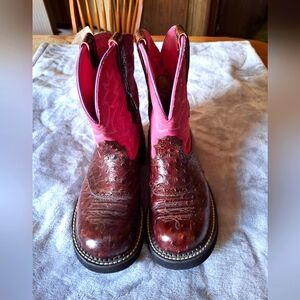 Ariat Pink and Brown Western Boots